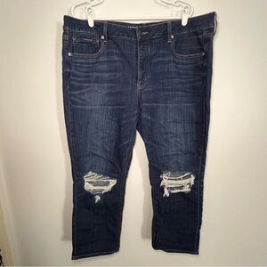 American Eagle TomGirl Dark Wash Distressed Jeans - Size 18 SHORT